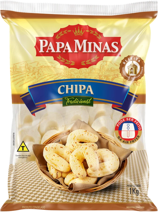Embalagem Chipa de queijo Papa Minas, 1 kg