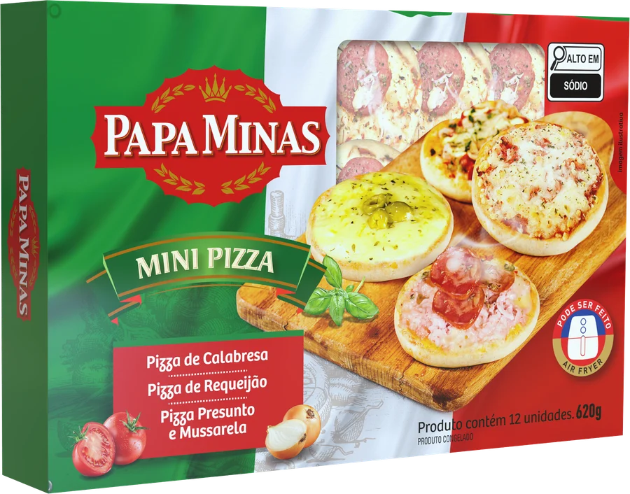 Embalagem Mini pizza Papa Minas, 12 un. / 620 g